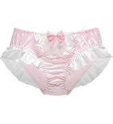 Erlemetes Cute Underwear For Women Hipster Silk Panties Bikini Briefs Blue Sissy Frilly