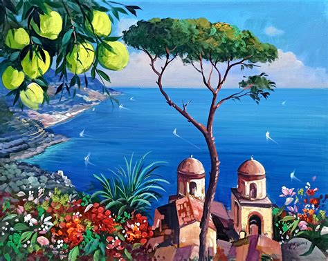 Capri Painting Nature On The Coast Original Artwork Italian Painter