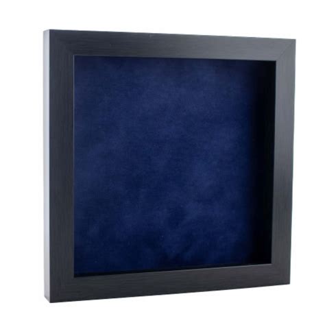 Charcoal Wood Shadow Box Frame Acrylic Front Navy Blue Suede 30 Sizes 8x8 8x8 Kroger