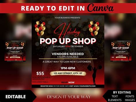 Editable Pop Up Shop Flyer Template Holiday Pop Up Shop Flyer