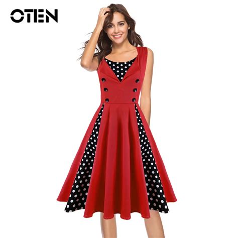 Buy Oten Summer Dress Elegant Vintage Ball Gown Floral Polka Dot Print 50s