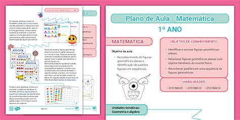 Plano De Aula Formas Geométricas 1 Ano - Plano de aula 1º ano - Matemática: Sequências e padrões em figuras ...