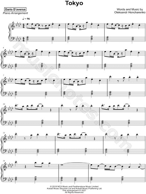 Dario Daversa Tokyo Sheet Music Piano Solo In Ab Major Download And Print Sku Mn0228206