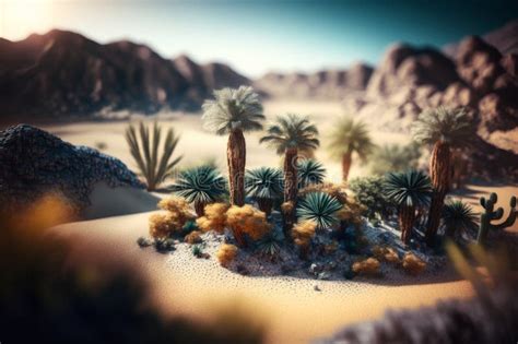 C Desert Oasis With Bokeh And Unreal Engine 5 Stock Illustration