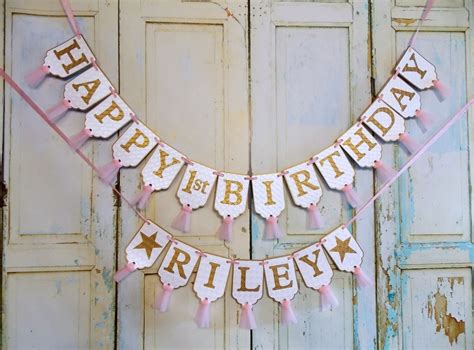 Happy Birthday Banner Name Banner With Stars Optional Pink - Etsy