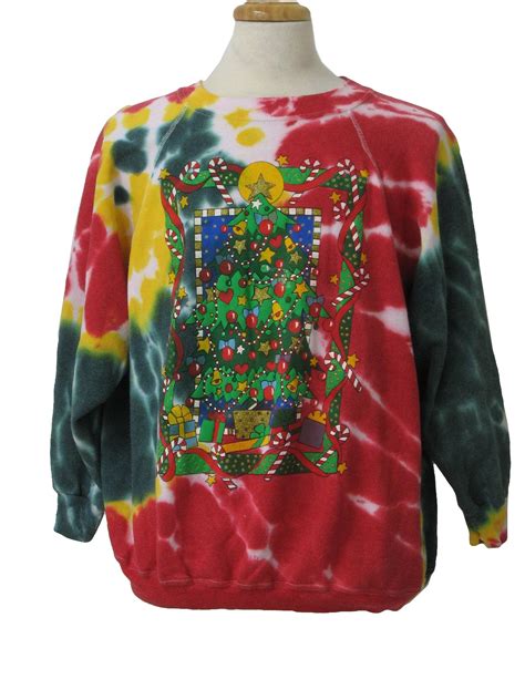 Retro 90s Tie Dyed Ugly Christmas Sweatshirt 90s Hanes Her Way