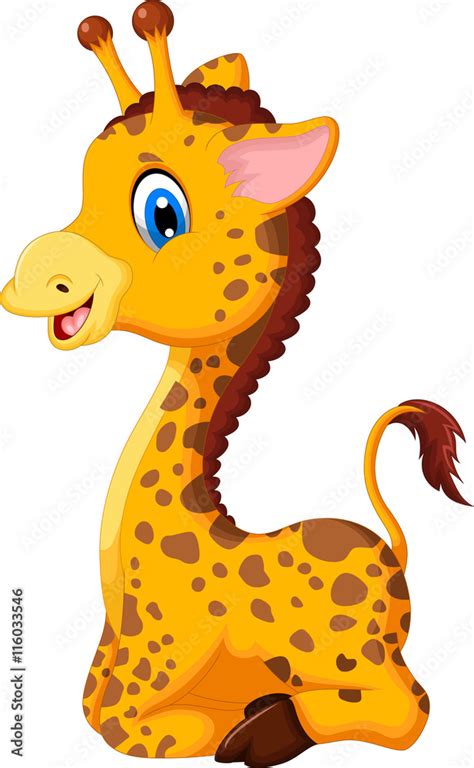 Cute Baby Giraffe Cartoon Sitting For You Design Stock Vector Adobe Stock