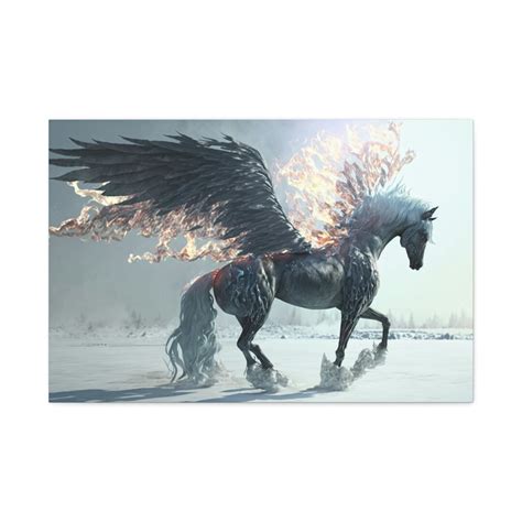 Fiery Pegasus In An Icy Landscape Etsy