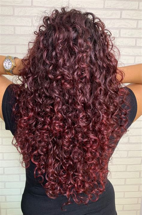 Burgundy Curly Hair Maroon Hair Dyed Curly Hair Hairdos For Curly