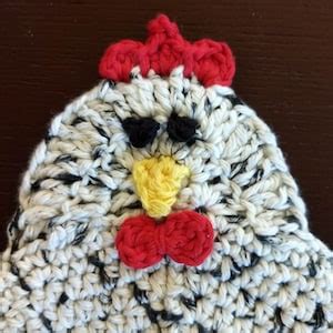 Double Thick Crochet Chicken Potholder Handmade Chicken Hot Pad Chicken Trivet Chicken