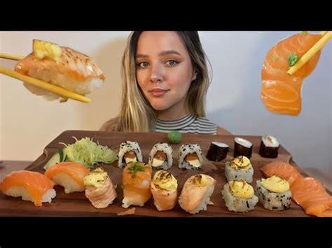 Sushi De Salm O E Niguiri Trufado Mukbang Brasil Camile Asmr Youtube