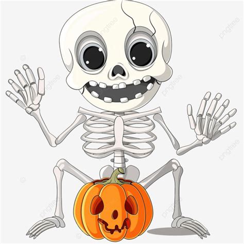 Cute Halloween Skeleton Cartoon Posing Anatomy Autumn Baby Png