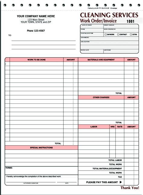 Cleaning Work Order Template