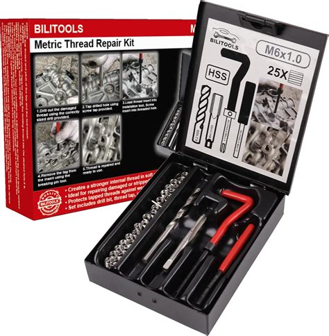 Bilitools Kit De Reparaci N De Roscas M X Hss Drill Helicoil Kit De