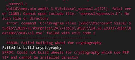 Error Failed Building Wheel For Cryptography Issue Microsoft