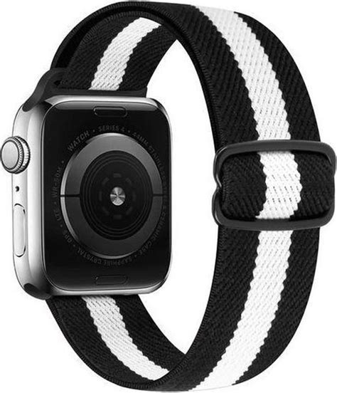 By Qubix Solo Loop Nylon Bandje Zwart Wit Geschikt Voor Apple