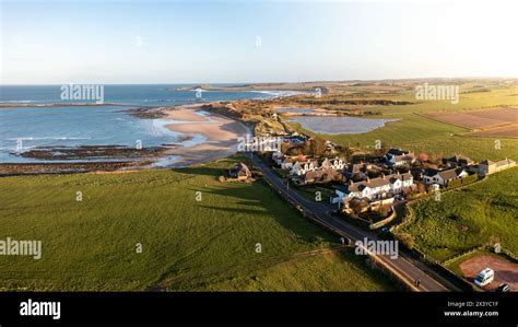 Aerial Panorama Landscape View Of The England Coast Path Along Embleton