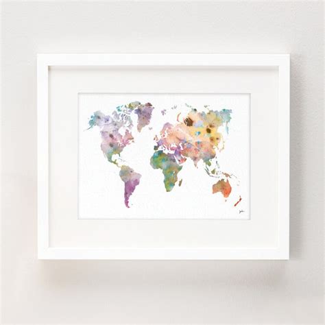 Colorful World Map Art Watercolor Painting Extra Large Art - Etsy