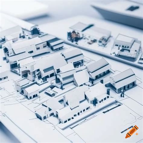 Village Plan Architecture Business Blueprint Model Birds Eye View