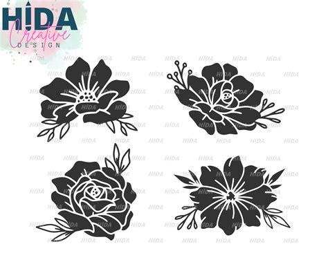 Flower Svg Bundle Flower Silhouette Floral Cut File Wedding - Etsy