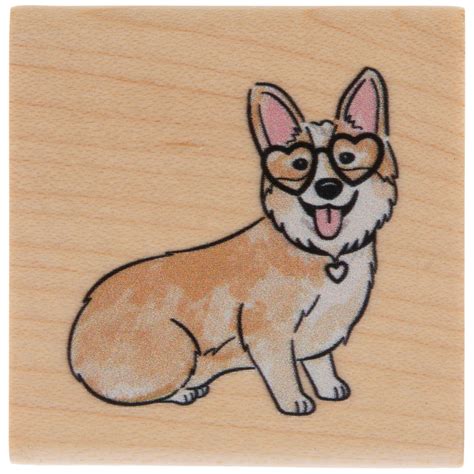 Corgi With Glasses Rubber Stamp Hobby Lobby