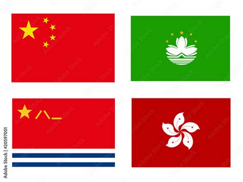 Chinese Flags With Macau Hong Kong And Marine Stock Vector Adobe Stock