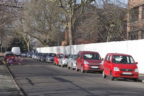 Busy Street Parked Cars Stock Photo Image Of Parking 18259884