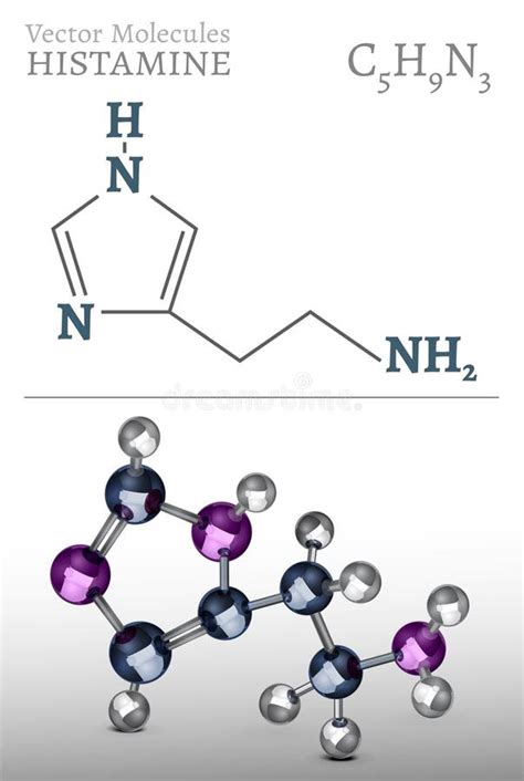 Histamine Molecule Structure In 3D Style Medical Vector Illustration