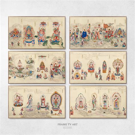 Set Of Samsung Frame Tv K Art Thousand Buddhas Buddhist Painting