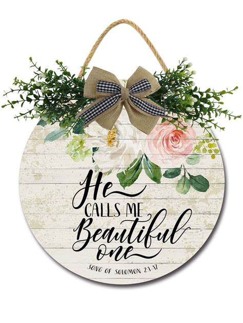 Eveokoki He Calls Me Beautiful One Front Door Sign Funny Wreaths