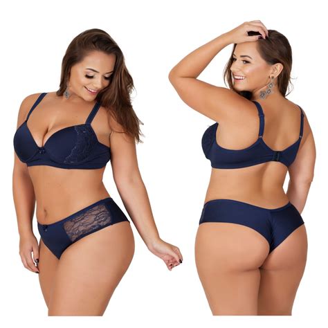 Conjunto PLUS SIZE Fio Duplo Sutiã e Calcinha Lingerie Sexy Reforçado Conforto Mery Shopee Brasil