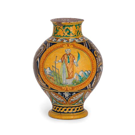 A Palermo Maiolica Vase First Decade Th Century Worn Defects A