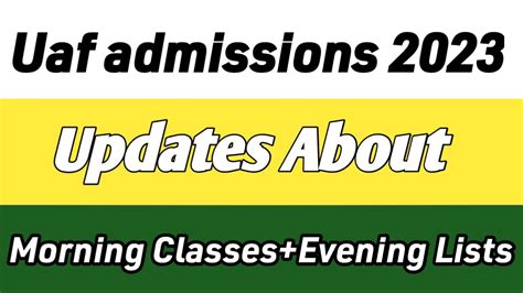 UAF Undergraduate Admissions 2023 Morning Classes And Evening Merit