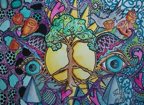 Just Give Me Peace The Psychedelic Forest Singleton And Singleton Hippie Flash Art