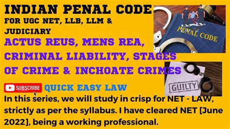 IPC ACTUS REUS MENS REA CRIMINAL LIABILITY STAGES OF CRIME