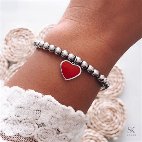 Pulsera Bolitas con Dije Corazón