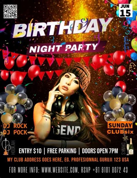 Birthday Night Party Flyer Design Template Postermywall