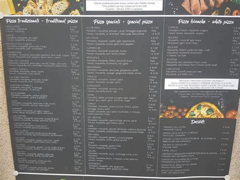 Menu Da La Locanda Livigno Pizzeria Ristorante E Affitta Camere Livigno