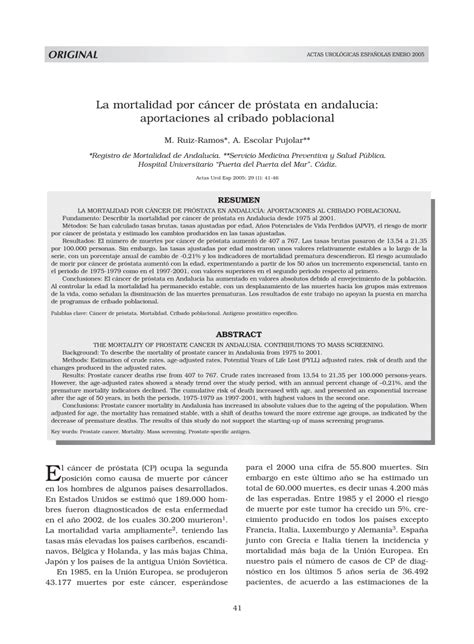 Pdf La Mortalidad Por C Ncer De Pr Stata En Andaluc A Aportaciones