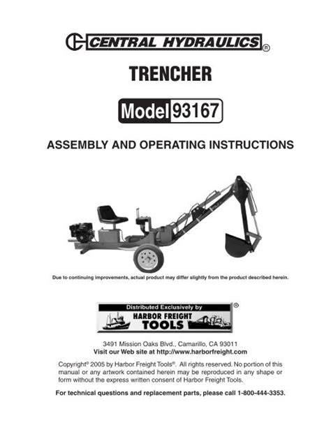 assembly and operating instructions - Harbor Freight Tools