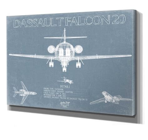 Dassault Falcon 20 Aircraft Blueprint Wall Art Original Etsy