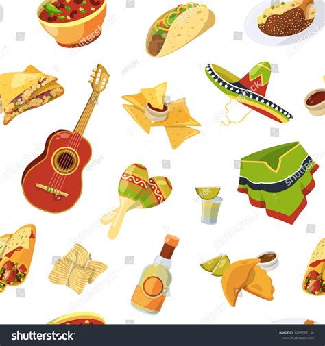 Vector Cartoon Mexican Food Pattern Background Stock Vector Royalty