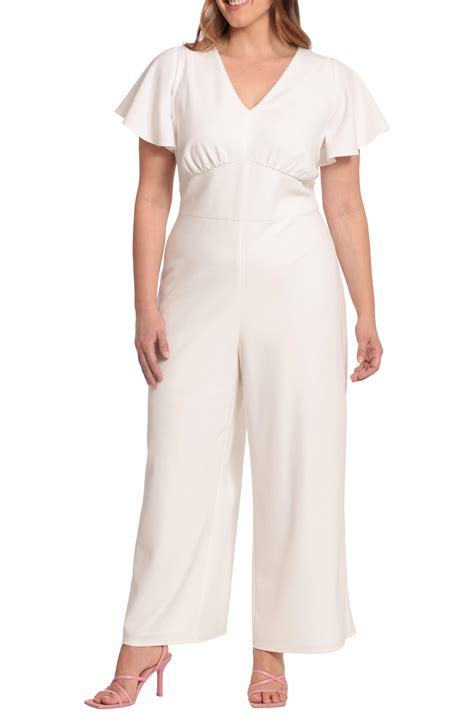 Maggy London Flutter Sleeve Jumpsuit In White Lyst