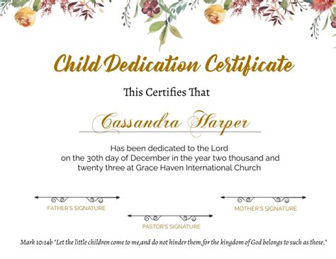 Copy Of Baby Dedication Certificate Poster Postermywall