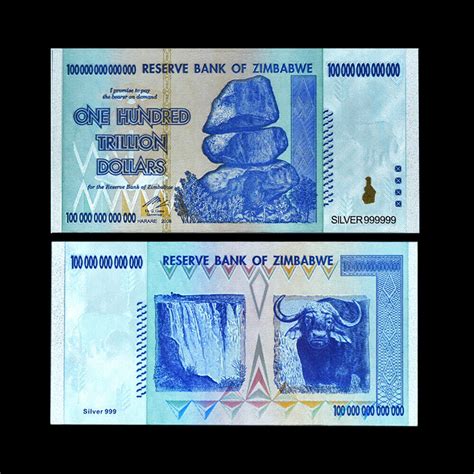 Simbabwe Zimbabwe One Hundred Trillion Dollars Goldene Banknote