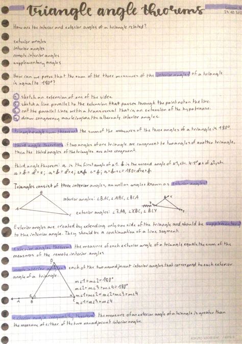 Geometry Notes—4.1: Triangle Angle Theorems | Studying Amino Amino