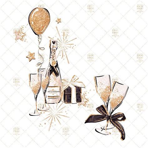 New Year Clip Art Fashion Birthday Party Clipart Winter Gold Glitter ...