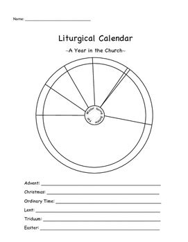 Printable Liturgical Calendar Worksheet