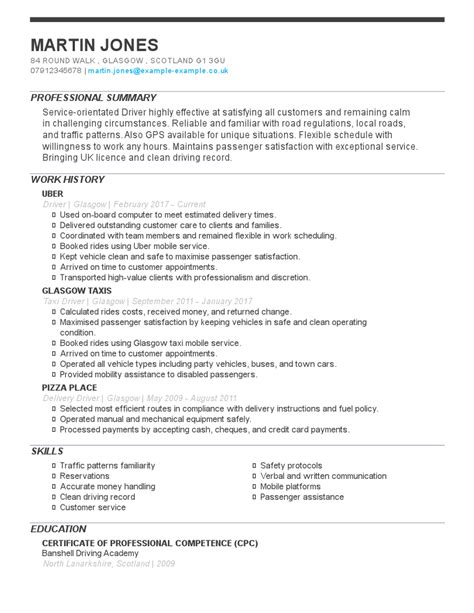 Hgv Class 1 Cv Template Free Resume Templates