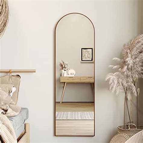 Honyee Full Length Mirror Arched Floor Mirror With Standing Holder